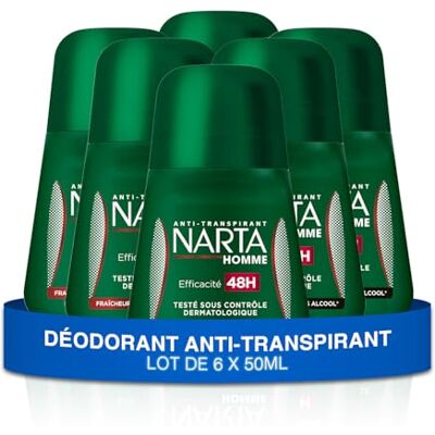 Narta Deodorant Ball voor heren, klassieke frisheid, anti-transpirant, 48 uur, zonder alcohol, 6 x 50 ml Narta Deodorant Ball voor heren, klassieke frisheid, anti-transpirant, 48 uur, zonder alcohol, 6 x 50 ml