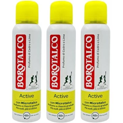 Borotalco Active Uniseks deodorant met microtalc met cedergeur en vijlspray, 48 uur, zonder alcohol, 150 ml (3) Borotalco Active Uniseks deodorant met microtalc met cedergeur en vijlspray, 48 uur, zonder alcohol, 150 ml (3)