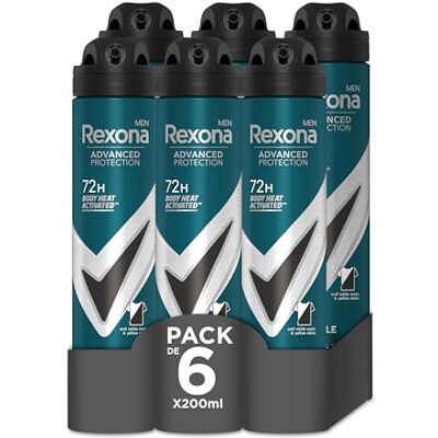 Rexona 6 x 72 uur Invisible Black & White anti-transpirant deodorant spray voor heren, 200 ml Rexona 6 x 72 uur Invisible Black & White anti-transpirant deodorant spray voor heren, 200 ml