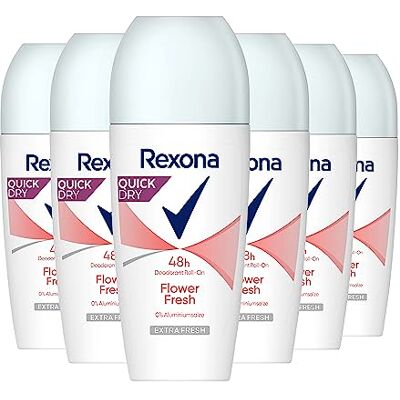 Rexona Flower Fresh roll-on deodorant geeft een frisse, licht bloemige en subtiele geur, 6 x 50 ml Rexona Flower Fresh roll-on deodorant geeft een frisse, licht bloemige en subtiele geur, 6 x 50 ml