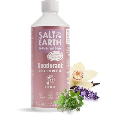 Salt Of the Earth Natuurlijke deodorant navulverpakking lavendel en vanille veganistisch, duurzame bescherming, Leaping Bunny goedgekeurd Made in UK 525 ml Salt Of the Earth Natuurlijke deodorant navulverpakking lavendel en vanille veganistisch, duurzame bescherming, Leaping Bunny goedgekeurd Made in UK 525 ml