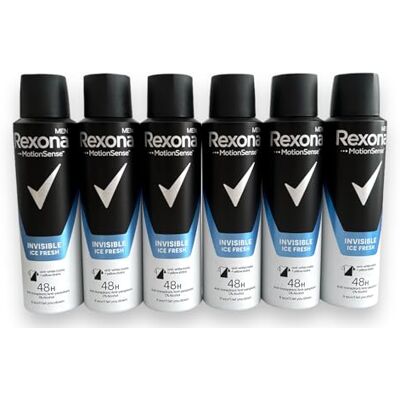 Rexona Invisible Ice Fresh Deo Spray voor heren, 6 stuks, 150 ml Rexona Invisible Ice Fresh Deo Spray voor heren, 6 stuks, 150 ml