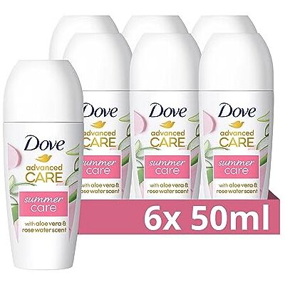 Dove Advanced Care Roll-On Summer Care Limited Edition anti-transpirant deodorant met aloë vera en rozenwater geur met Skin Hydration Technology technologie, 6 x 50 ml Dove Advanced Care Roll-On Summer Care Limited Edition anti-transpirant deodorant met aloë vera en rozenwater geur met Skin Hydration Technology technologie, 6 x 50 ml