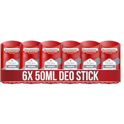 Old Spice Originele deodorant stick voor heren, 6 x 50 ml, frisheid 24/7 voor dagelijks gebruik, geur in geurkwaliteit, geurbescherming, 0% aluminiumzouten Old Spice Originele deodorant stick voor heren, 6 x 50 ml, frisheid 24/7 voor dagelijks gebruik, geur in geurkwaliteit, geurbescherming, 0% aluminiumzouten