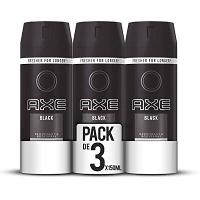 AXE Black Bodyspray deodorant voor heren, 48 uur bescherming, 150 ml, 3 stuks AXE Black Bodyspray deodorant voor heren, 48 uur bescherming, 150 ml, 3 stuks