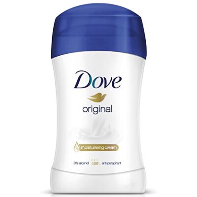 Dove Original Anti-transpirant deodorantstick, 40 ml, werkzaamheid 48 uur, voor delicate huid, delicate en subtiele geur, 6 stuks Dove Original Anti-transpirant deodorantstick, 40 ml, werkzaamheid 48 uur, voor delicate huid, delicate en subtiele geur, 6 stuks