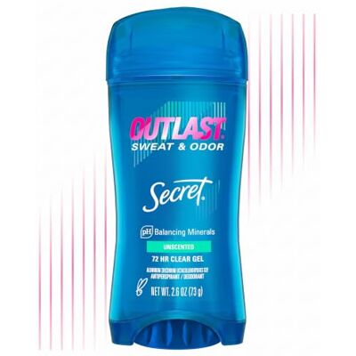 Secret Outlast Unscented Transparante anti-transpirant en deodorant gel voor dames, 73,7 g Secret Outlast Unscented Transparante anti-transpirant en deodorant gel voor dames, 73,7 g