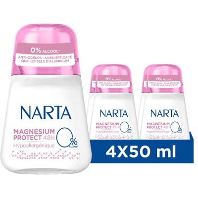 Narta Magnesium Protect Deodorant Ball Dames 48 uur, 4 x 50 ml Narta Magnesium Protect Deodorant Ball Dames 48 uur, 4 x 50 ml