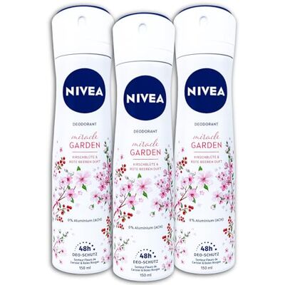 NIVEA Miracle Garden Deodorantspray met kersenbloesem, 3 x 150 ml, 3 stuks NIVEA Miracle Garden Deodorantspray met kersenbloesem, 3 x 150 ml, 3 stuks