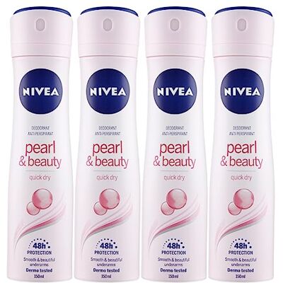NIVEA Pearl & Beauty Set van 4 anti-transpirant deodorantspray 48 uur tegen zweet en geuren, zachte geur, langdurige frisheid, sneldrogende formule met snelle absorptie, 4 NIVEA Pearl & Beauty Set van 4 anti-transpirant deodorantspray 48 uur tegen zweet en geuren, zachte geur, langdurige frisheid, sneldrogende formule met snelle absorptie, 4