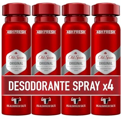 Old Spice Pack X4 Original Body Spray Deodorant voor heren, 150 ml Old Spice Pack X4 Original Body Spray Deodorant voor heren, 150 ml