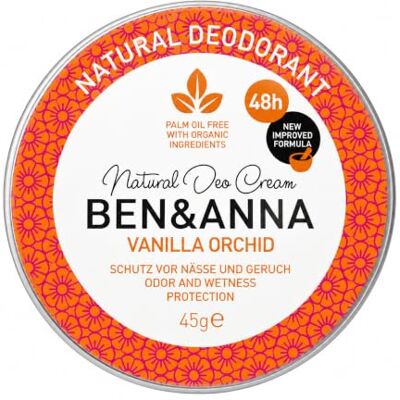 Ben & Anna Deocreme Vanilla Orchid Deodorant voor mannen en vrouwen, crème tegen overmatig zweten, veganistisch en natuurlijke cosmetica, stevige deodorant zonder aluminium, 1 stuk Ben & Anna Deocreme Vanilla Orchid Deodorant voor mannen en vrouwen, crème tegen overmatig zweten, veganistisch en natuurlijke cosmetica, stevige deodorant zonder aluminium, 1 stuk