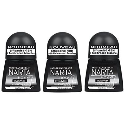 Narta Deodorant – bal – anti-transpirant – heren – Invisimax – werkzaamheid 48 uur – 3 stuks (50 ml x 3) Narta Deodorant – bal – anti-transpirant – heren – Invisimax – werkzaamheid 48 uur – 3 stuks (50 ml x 3)