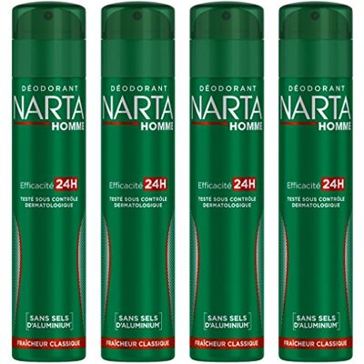 Narta Fresh Classic Deodorantspray voor heren, fris, klassiek, werkt 24 uur, 200 ml, set van 4 Narta Fresh Classic Deodorantspray voor heren, fris, klassiek, werkt 24 uur, 200 ml, set van 4