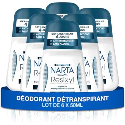 Narta Deodorant deodorant voor heren bal – Resixyl deodorant 4 dagen zonder alcohol – 6 x 50 ml Narta Deodorant deodorant voor heren bal – Resixyl deodorant 4 dagen zonder alcohol – 6 x 50 ml
