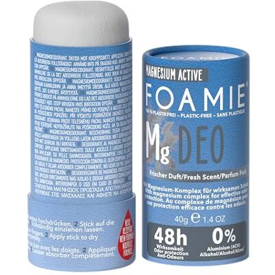 Foamie Deodorant voor heren, "Refresh", nieuwe formule, deo-stick met intensieve verfrissende geur, werkzaamheid 48 uur, zonder aluminium, veganistische deodorant en zonder plastic, 40 g Foamie Deodorant voor heren, "Refresh", nieuwe formule, deo-stick met intensieve verfrissende geur, werkzaamheid 48 uur, zonder aluminium, veganistische deodorant en zonder plastic, 40 g