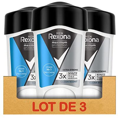 Rexona MEN Clean Scent Deodorant voor heren, anti-transpirant stick, 3 x effectiever tegen zweet, 96 uur bescherming, 3 x 45 ml Rexona MEN Clean Scent Deodorant voor heren, anti-transpirant stick, 3 x effectiever tegen zweet, 96 uur bescherming, 3 x 45 ml