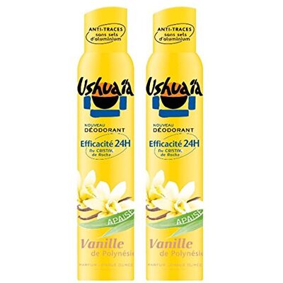 Ushuaia Ushuaïa Deodorant verstuiver voor dames, vanille, 200 ml, 2 stuks Ushuaia Ushuaïa Deodorant verstuiver voor dames, vanille, 200 ml, 2 stuks