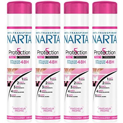 Narta Anti-transpirant Protection 5 Spray 200 ml 4 stuks Narta Anti-transpirant Protection 5 Spray 200 ml 4 stuks
