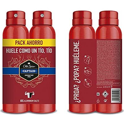 Old Spice Captain Deodorant Spray 2019-150 ml, 2 stuks Old Spice Captain Deodorant Spray 2019-150 ml, 2 stuks
