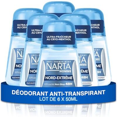 Narta Deodorant Ball voor heren – Noord-Extreme anti-transpirant noord-extreme effectiviteit non-stop 48 uur – 6 x 50 ml Narta Deodorant Ball voor heren – Noord-Extreme anti-transpirant noord-extreme effectiviteit non-stop 48 uur – 6 x 50 ml