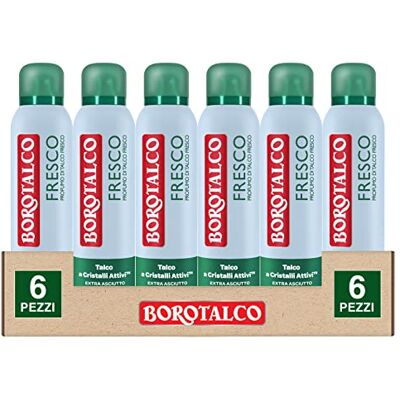 Borotalco 6 x 150 ml verse talkgeur met extra droge talkpoeder Borotalco 6 x 150 ml verse talkgeur met extra droge talkpoeder
