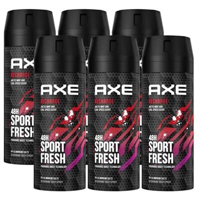 AXE Set van 6 deodorant / lichaamsspray voor mannen Sport Fresh navulverpakking 6 x 150 ml AXE Set van 6 deodorant / lichaamsspray voor mannen Sport Fresh navulverpakking 6 x 150 ml