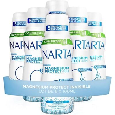 Narta Gecomprimeerde deodorantspray – Magnesium Protect onzichtbaar, 6 x 100 ml Narta Gecomprimeerde deodorantspray – Magnesium Protect onzichtbaar, 6 x 100 ml