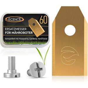 ECENCE 60 x reservemessen van titanium gecoat roestvrij staal compatibel met Husqvarna Gardena McCulloch ROB Flymo Yardforce Matrix Grizzly Brast inclusief schroeven ECENCE 60 x reservemessen van titanium gecoat roestvrij staal compatibel met Husqvarna Gardena McCulloch ROB Flymo Yardforce Matrix Grizzly Brast inclusief schroeven
