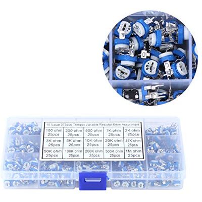 TOPINCN 375-delige set met variabele weerstanden potentiometer, met potentiometer voor grasmaaier, 100 ohm-1 mohm, 15 waarden TOPINCN 375-delige set met variabele weerstanden potentiometer, met potentiometer voor grasmaaier, 100 ohm-1 mohm, 15 waarden