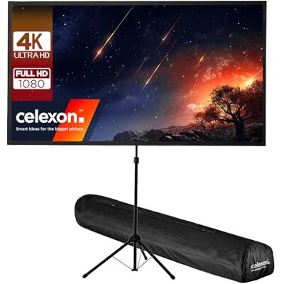 celexon Lichtgewicht en mobiel projectiescherm met telescoopstang, in hoogte verstelbaar, ultralicht, 199 x 112 cm, 90 inch 16:9 celexon Lichtgewicht en mobiel projectiescherm met telescoopstang, in hoogte verstelbaar, ultralicht, 199 x 112 cm, 90 inch 16:9