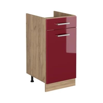 Vicco Keukenkast "R-Line", rood hoogglans/gouden eiken 40 cm voor spoelbak/kookplaat, zonder PT, flexibel inzetbaar geschikt voor kookplaat of gootsteen Vicco Keukenkast "R-Line", rood hoogglans/gouden eiken 40 cm voor spoelbak/kookplaat, zonder PT, flexibel inzetbaar geschikt voor kookplaat of gootsteen