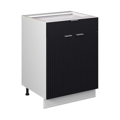 Vicco Lage kast "Fame-Line", zwart gestreept, 60 cm voor spoelbak/kookplaat, met lade, PT antraciet, flexibel inzetbaar geschikt voor kookplaat of gootsteen Vicco Lage kast "Fame-Line", zwart gestreept, 60 cm voor spoelbak/kookplaat, met lade, PT antraciet, flexibel inzetbaar geschikt voor kookplaat of gootsteen