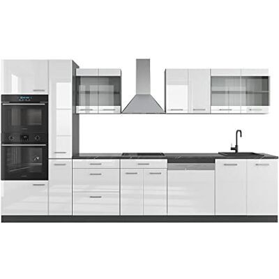 Vicco keuken "R-Line", Helder wit/antraciet, 350 cm met hoge kast, zonder werkblad Vicco keuken "R-Line", Helder wit/antraciet, 350 cm met hoge kast, zonder werkblad