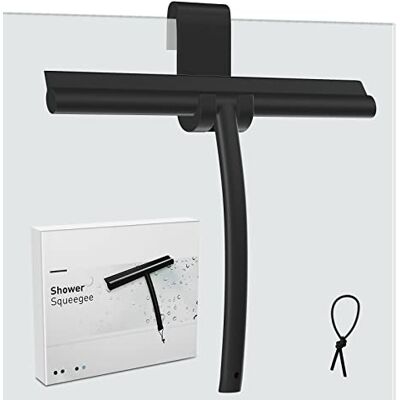 MOSUO 24 cm siliconen schraper, roestvrijstalen kern, multifunctioneel, voor douche, badkamer, glas, raam, auto, zwart MOSUO 24 cm siliconen schraper, roestvrijstalen kern, multifunctioneel, voor douche, badkamer, glas, raam, auto, zwart