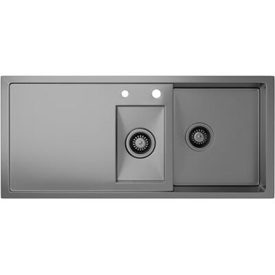 KLARSTEIN Keukenspoelbak van roestvrij staal – bak 1,5 met afdruiprek, roestvrij staal 304, krasbestendig en hittebestendig, gemakkelijk te reinigen, overloop en installatieset inbegrepen, 100 x 45 cm, metallic grijs KLARSTEIN Keukenspoelbak van roestvrij staal – bak 1,5 met afdruiprek, roestvrij staal 304, krasbestendig en hittebestendig, gemakkelijk te reinigen, overloop en installatieset inbegrepen, 100 x 45 cm, metallic grijs