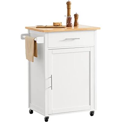 SoBuy FKW102-WN Keukenwagen met werkblad, serveerwagen met deur en lade, drankenwagen voor kantoor, natuurlijk wit, afmetingen: ca. 68 x 90 x 46 cm SoBuy FKW102-WN Keukenwagen met werkblad, serveerwagen met deur en lade, drankenwagen voor kantoor, natuurlijk wit, afmetingen: ca. 68 x 90 x 46 cm