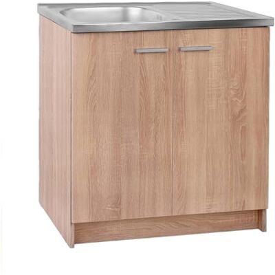 STAMAR Keukenkast Sonoma eiken 80 cm spoelbak roestvrij staal diepte 46 cm zonder kraan, sifon individueel aanpasbaar STAMAR Keukenkast Sonoma eiken 80 cm spoelbak roestvrij staal diepte 46 cm zonder kraan, sifon individueel aanpasbaar