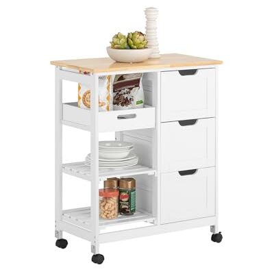 SoBuy ® FKW79-W Serveerwagen Keukenwagen op Wielen Rollende Tafel Opbergunit voor Keuken en Woonkamer L68XD38xH85cm SoBuy ® FKW79-W Serveerwagen Keukenwagen op Wielen Rollende Tafel Opbergunit voor Keuken en Woonkamer L68XD38xH85cm