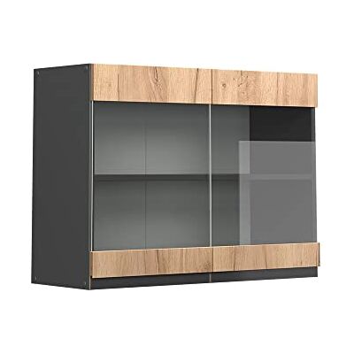 Vicco Glazen kast "R-Line", gouden sterkte eiken, 80 cm J-Shape, voor een vrije combinatie in modulaire keukensystemen Vicco Glazen kast "R-Line", gouden sterkte eiken, 80 cm J-Shape, voor een vrije combinatie in modulaire keukensystemen