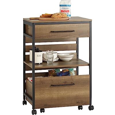 SoBuy FKW118-PF Industriële keukenwagen met wieltjes met lade en dressoir, compact keukeneiland voor kleine ruimtes, woningen en bars, 60 x 45 x 90 cm (b x d x h) SoBuy FKW118-PF Industriële keukenwagen met wieltjes met lade en dressoir, compact keukeneiland voor kleine ruimtes, woningen en bars, 60 x 45 x 90 cm (b x d x h)