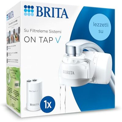 Brita ON TAP V waterfiltersysteem, bevat 1 patroon: duurzaam en smaakvol water rechtstreeks uit de kraan, vermindert microdeeltjes, PFAS, metalen en stoffen die de smaak beïnvloeden. Brita ON TAP V waterfiltersysteem, bevat 1 patroon: duurzaam en smaakvol water rechtstreeks uit de kraan, vermindert microdeeltjes, PFAS, metalen en stoffen die de smaak beïnvloeden.