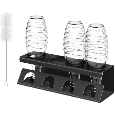 SONGMICS Flessenafdruiprek van staal, voor 4 flessen Droogstandaard, met absorberende mat en borstel, 40 x 13,7 x 11,7 cm, inktzwart, collectie PAXTON KCS558BH01 SONGMICS Flessenafdruiprek van staal, voor 4 flessen Droogstandaard, met absorberende mat en borstel, 40 x 13,7 x 11,7 cm, inktzwart, collectie PAXTON KCS558BH01