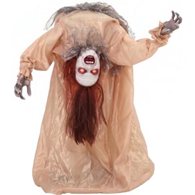 HOMCOM Halloween geanimeerde spook, 100 cm, gebroken rug, geluid/touch Halloween Animatronic, swingende geestvrouw, griezelige schreeuw, heldere ogen, binnen, buiten bedekt HOMCOM Halloween geanimeerde spook, 100 cm, gebroken rug, geluid/touch Halloween Animatronic, swingende geestvrouw, griezelige schreeuw, heldere ogen, binnen, buiten bedekt