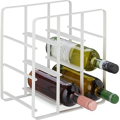 Relaxdays 9 flessen wijnrek van gepoedercoat ijzer, HLP 30 x 27,5 x 20 cm, keuken en bar, wit Relaxdays 9 flessen wijnrek van gepoedercoat ijzer, HLP 30 x 27,5 x 20 cm, keuken en bar, wit