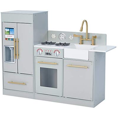 Teamson Kids Kinderkeuken Little Chef dinette van hout, grijs, voor meisjes en jongens, spelletjes TD-12302A Teamson Kids Kinderkeuken Little Chef dinette van hout, grijs, voor meisjes en jongens, spelletjes TD-12302A