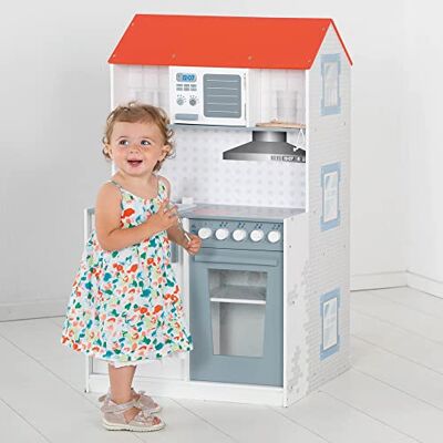 roba Speelhuis en keuken 2 in 1 speelhuis front speelhuis met 6 rijke ruimtes, kinderkeuken met spoelbak, kraan, magnetron, fornuis, grill, koelkast, meerkleurig roba Speelhuis en keuken 2 in 1 speelhuis front speelhuis met 6 rijke ruimtes, kinderkeuken met spoelbak, kraan, magnetron, fornuis, grill, koelkast, meerkleurig