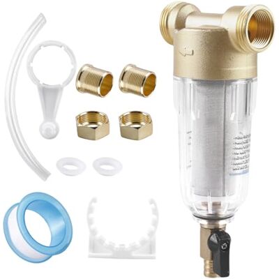 GOEDCH Herbruikbare waterfilter Spin Down Sediment waterfilter: 3/4 inch waterslang sedimentfilter, koperen voorfilter, kraan vervangingsfilter, waterfilter voor GOEDCH Herbruikbare waterfilter Spin Down Sediment waterfilter: 3/4 inch waterslang sedimentfilter, koperen voorfilter, kraan vervangingsfilter, waterfilter voor