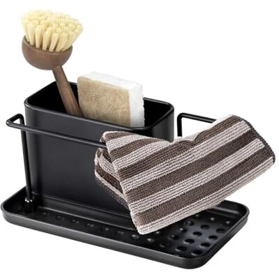 WENKO Orio 55078100 Spoelorganizer met afneembare roestvrijstalen container en robuuste kunststof bodemplaat, 21 x 10,5 x 12 cm, zwart WENKO Orio 55078100 Spoelorganizer met afneembare roestvrijstalen container en robuuste kunststof bodemplaat, 21 x 10,5 x 12 cm, zwart