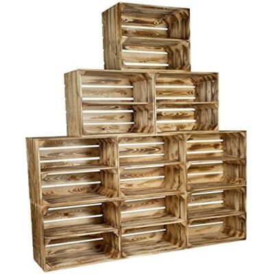 Kistenkolli Altes Land Gevlamde massieve fruitkisten als plank met tussenplank/middenplank inleg 50 x 40 x 30 cm / appelkisten wijnkisten houten kisten uit het Alten Land (9-delige set) Kistenkolli Altes Land Gevlamde massieve fruitkisten als plank met tussenplank/middenplank inleg 50 x 40 x 30 cm / appelkisten wijnkisten houten kisten uit het Alten Land (9-delige set)